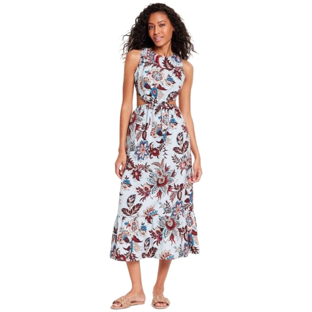 NWT RHODE x Target Leafy Floral Cutout Maxi‎ Dress Large Party Resort Vacation